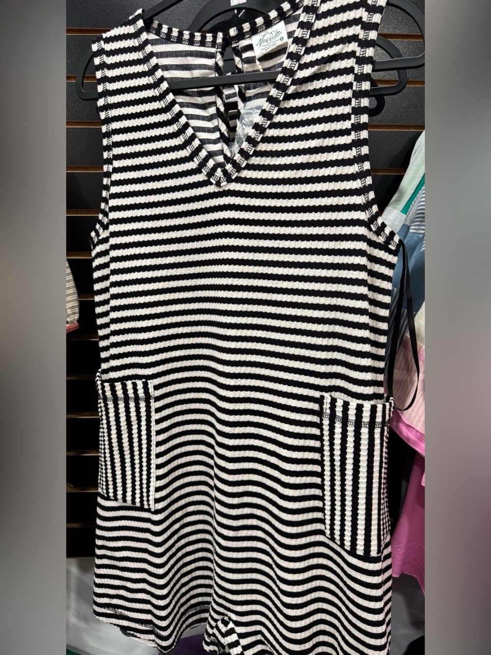Striped V-Neck Sleeveless Romper - Black & White